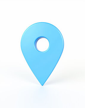 light blue 3d location marker rendered against a white background