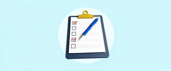 Poster - checklist on clipboard with pen