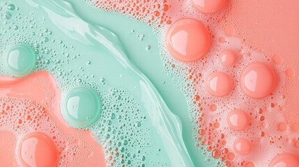 Poster - color symphony: a dynamic blend of flowing pastel hues, with artistic interplay of liquids and bubbl