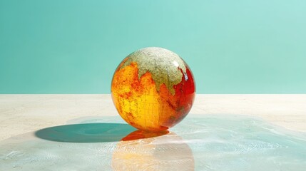 Poster - a futuristic digital globe with ai-driven climate prediction models overlayed.