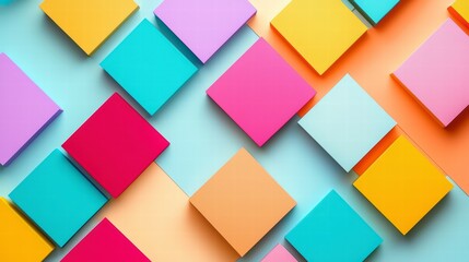 Poster - geometric color harmony: a vibrant and dynamic composition of colorful squares in a diamond pattern,