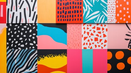 Poster - abstract colorful pattern collage: a vibrant collection of diverse patterns and textures create a vi