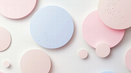 Poster - abstract pastel circles: an overhead shot of pastel circles, some with textural details, arranged in