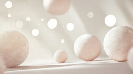 Poster - floating spheres of soft radiance: delicate spheres of pearly, soft hues float, creating a dreamlike