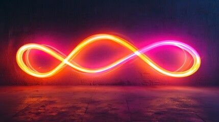 Poster - Endless Horizon: Glowing infinity symbol illuminated against a dark backdrop, representing limitless possibilities, digital connectivity, and the concept of eternity.