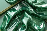 Jade Green Reflective Metal Design with Glossy Texture and Polished Edge