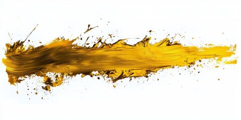 Naklejka na meble Gold paint brushstroke texture presented on a white background. 