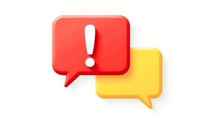 Aufkleber - 3d red and yellow speech bubbles with exclamation mark