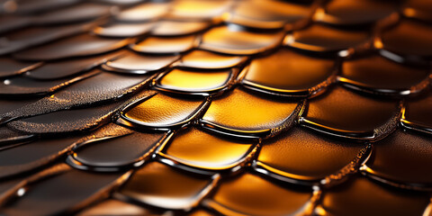 Poster - Glossy surface mimics the elegance of snake skin, with each scale reflecting light to create a captivating golden-brown shimmer. The intricate details invite exploration and admiration