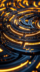 Poster - A captivating fractal labyrinth invites viewers into a realm of infinity, featuring radiant glowing edges and deep shadows that evoke a sense of wonder and mystery