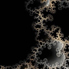 Poster - Black and gold spiral with a white background. The spiral is made up of many small circles and is very intricate. AI generated
