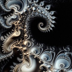 Aufkleber - Spiral patterned design with a gold and white color scheme. The design is intricate and detailed, with many small elements that create a sense of movement and depth. AI generated