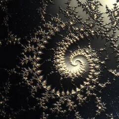 Aufkleber - Spiral of snowflakes with a golden hue. The spiral is surrounded by a dark background. AI generated
