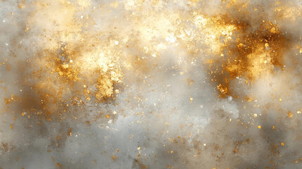 Poster - Discover a serene minimalist digital texture featuring soft blurred elements with shimmering golden accents blending with subtle grays for a tranquil atmosphere. Generative AI