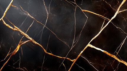 Poster - Delicate intertwining veins of gold cascade through deep black marble-like textures, creating a stunning visual masterpiece that evokes sophistication and artistry