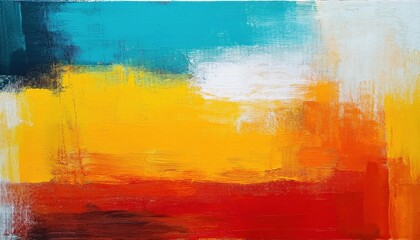 Poster - abstract oil painting with bold turquoise, yellow, and red brushstrokes, modern wall art for contemporary interior design

