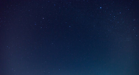 Wall Mural - from below picturesque view of starry blue sky with clouds. panorama blue night sky milky way and st