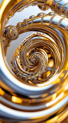 Poster - The intricate spiral design unfolds endlessly, showcasing a stunning interplay of light across its metallic surfaces. This captivating pattern radiates beauty and invites deep contemplation