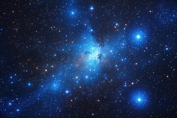 Wall Mural - Luminous Blue Starfield Against Dark Cosmic Background Space