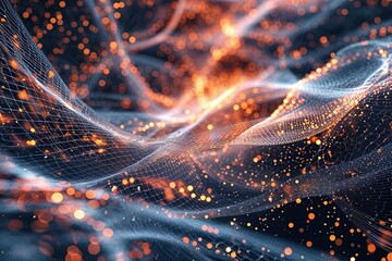 Wall Mural - Mesmerizing Technology Mesh Background Featuring Swirling Abstract Particles and Dynamic Textures