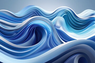 Three Dimensional Abstract Blue Wave Design with Graceful Curves and Smooth Gradients
