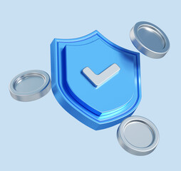 Fototapete - 3d rendering of shield with money. simple 3d illustration for business and finance