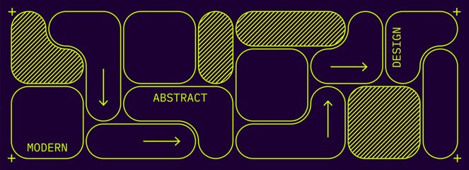 Aufkleber - Abstract Background with Geometric Shapes Pattern. Vector Y2K Bento Grid Design. Blob Template UI Graphic