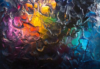 Aufkleber - Abstract painting showing a mix of vibrant colors and textures, creating a visually captivating artwork