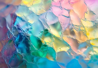 Poster - Abstract background resembling cracked ice with rainbow hues creating a vibrant and textured visual effect
