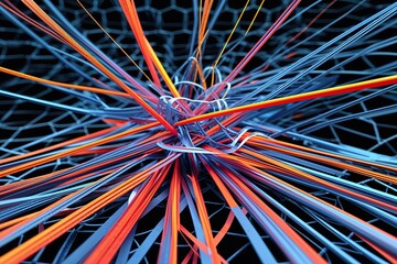 Wall Mural - Dynamic Abstract Lines Intertwined in a Technology Network Background