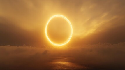 Poster - A perfectly round eclipse with a soft halo of golden light