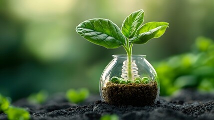 Poster - Transparent Biotech Plant with Revealing Cellular Structures   A Futuristic and Innovative Scientific Concept Showcasing the Wonders of Nature and Technology