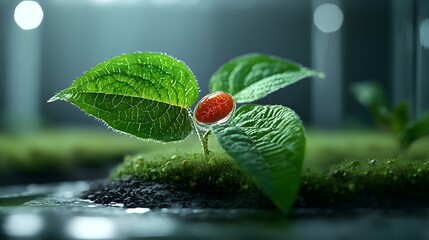 Poster - Transparent Biotech Plant Revealing Intricate Cellular Structures for Scientific Research and Innovation in Medicine Healthcare and Sustainable Technology