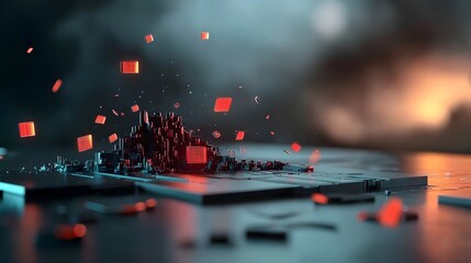 Poster - Sweeping panoramic view of a futuristic digital landscape featuring intricate data streams glowing neon data visualizations and serene architecture