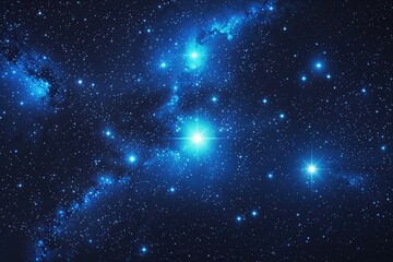 Wall Mural - Luminous Blue Starfield Against Dark Cosmic Background in Space