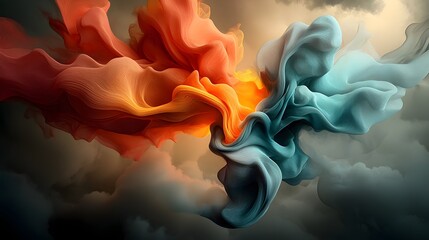 Poster - Surreal abstract dreamscape with organic fractal motifs shimmering holographic distortions