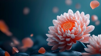 Poster - Stunning image of a lab grown flower with petals displaying captivating holographic data patterns representing the convergence of nature and advanced technology