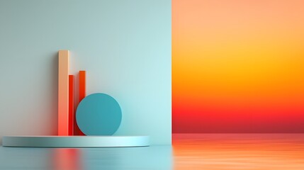 Poster - Minimalist Digital Backdrop with Soft Gradients and Geometric Line Art Accents   A Visually Striking and Versatile Design Element for Modern Elegant Branding Presentations or Digital Artwork