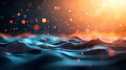 Poster - Mesmerizing digital abstract background with flowing data streams geometric luminous shapes and shimmering holographic textures  Futuristic technological interface and cybernetic landscape