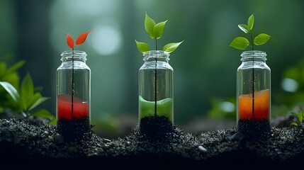 Poster - Mesmerizing conceptual plant with liquid filled stems that change color and texture as it grows showcasing the dynamic and adaptive nature of organic life through a futuristic scientific