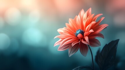 Poster - Mesmerizing Biotech Flower Dynamically Shifts Color Based on the Emotions of Those Nearby Showcasing the Captivating Intersection of Nature Technology and Human Connection