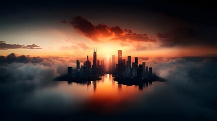 Poster - Luminous Panorama A Futuristic Digital Cityscape with Cascading Data Streams and Holographic Interfaces