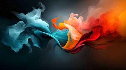 Poster - Luminous Digital Backdrop of Flowing Data Streams and Geometric Shapes Futuristic Technological Interface  Mesmerizing fractal patterns shimmering holographic textures