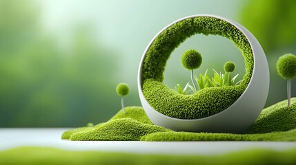 Poster - Innovative nanoscale green engineering solutions for environmental monitoring and remediation featuring intricate microscopic structures advanced sensor arrays and futuristic sci fi landscapes