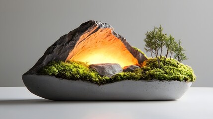 Poster - Glowing luminescent moss designed for captivating natural indoor lighting and biophilic decor  This innovative eco friendly solution blends technology and nature to create a modern