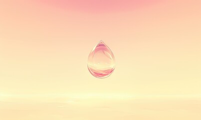 Poster - Abstract water drop, soft pastel colors,  digital art,  pink,  peach,  light orange,  minimalist,  geometric,  fluid,  3d,  isolated,  single drop, smooth surface