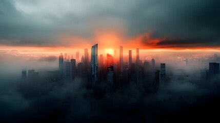 Poster - Futuristic digital cityscape with cascading data flows and holographic interfaces a sweeping panoramic vista of an advanced technological metropolis  Luminous neon infused data streams