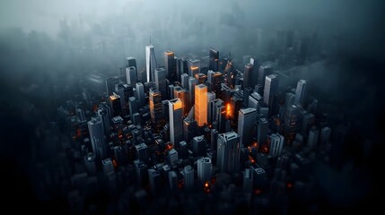 Poster - Expansive digital cityscape with interlinking architectural forms shimmering data matrices neon illuminated pathways floating information displays and glowing power conduits  A futuristic