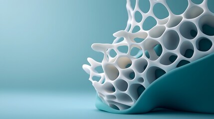 Poster - Engineered plant based nanomaterials with complex geometric patterns and adaptive biomimetic materials featured in a dramatic chiaroscuro lit
