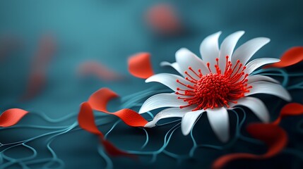 Poster - A visionary hybrid flower showcasing the extraordinary beauty that emerges from the synergy of living cells and advanced nanomaterials